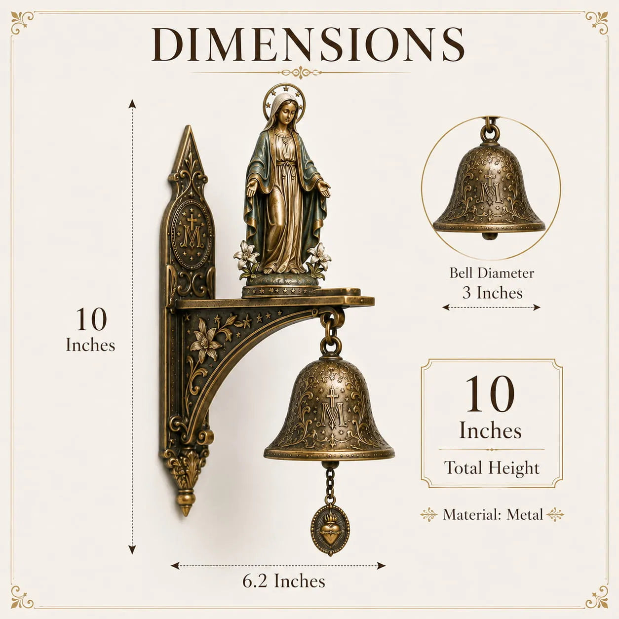 DivineGrace – Cloche de bénédiction mariale en bronze antique