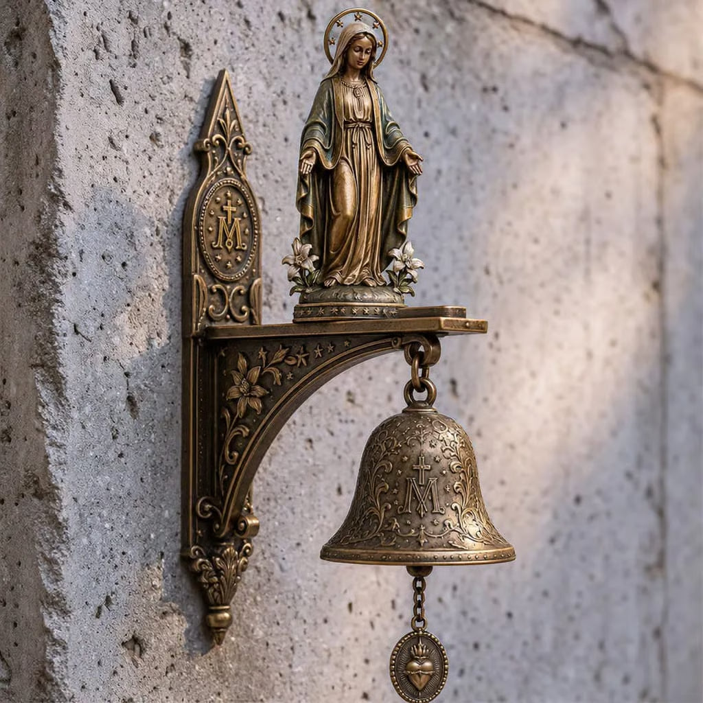 DivineGrace – Cloche de bénédiction mariale en bronze antique
