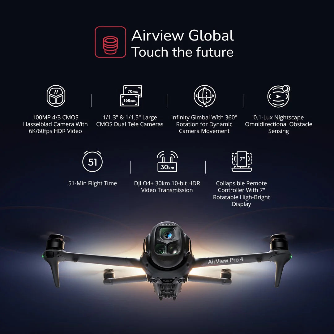 AirView Pro 4 nouvelle génération : Drone à triple caméra pour débutants et prises de vue de niveau professionnel